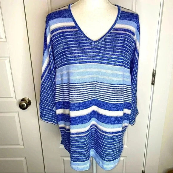 New Directions Sweater Womens XL Blue Stripe - Picture 4 of 6